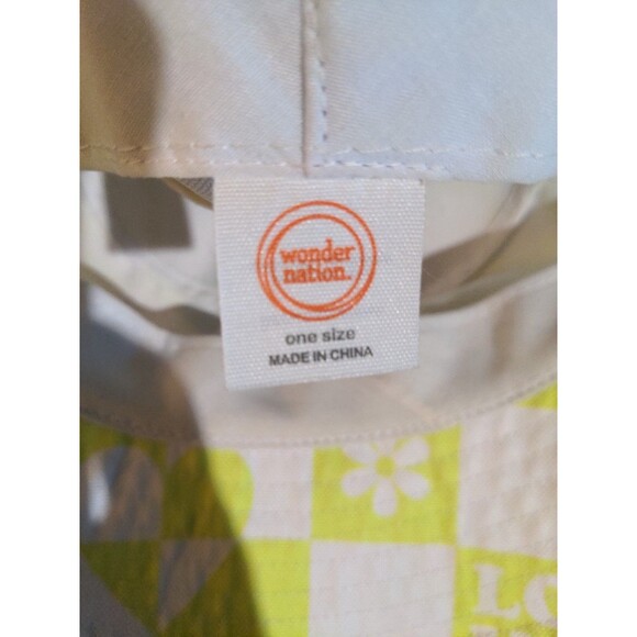 Wonder Nation Bucket Hat "LOVE" Yellow Green/White Checker - Picture 5 of 5